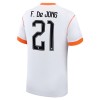 Alankomaat Frenkie de Jong 21 Lasten Vieras Mm-Kisat 2026 - Jalkapallo Pelipaidat (S/S)