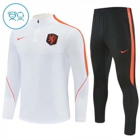 Alankomaat Lasten Training Huppari Quarter-Zip Valkoinen 2026-27 Alankomaat Lasten Training Huppari Quarter-Zip Valkoinen 2026-27